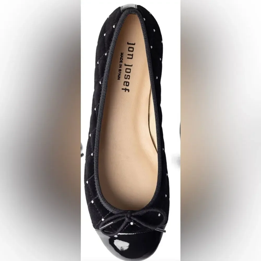 NEW Jon Josef Belle Imitation Pearl Quilted Velvet Ballet Flat 5 Spain NAVY - Picture 4 of 12